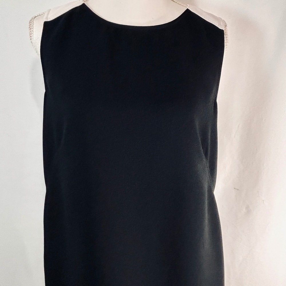 Ann Taylor LOFT Black White‎ Colorblock Striped Shift Dress Sleeveless Size 10